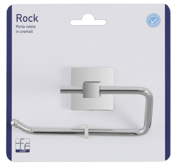 Porta rotolo Rock in cromo alluminio con piastrina antiruggine. - immagine 2