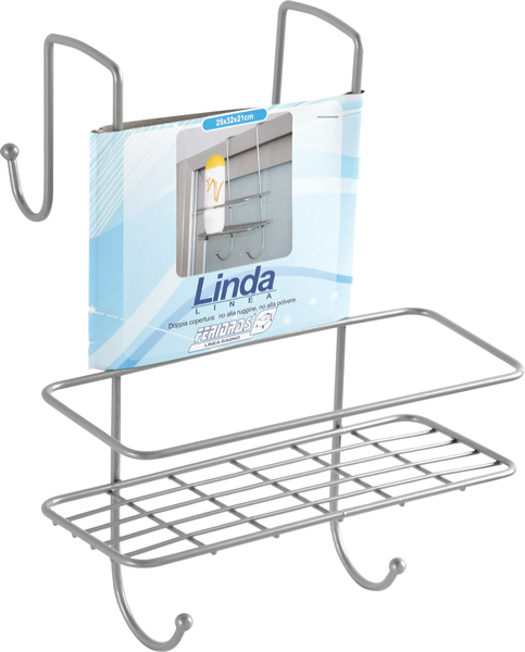 Mensola 1 ripiano con gancio doccia in acciaio cromato