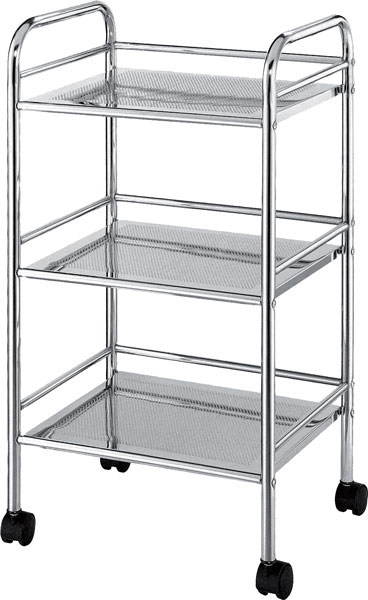 Carrello con ruote 3 piani cromo