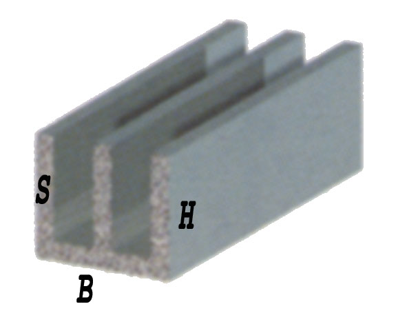 Profilo canalino doppia U in alluminio anodizzato. Barre da 2 mt.