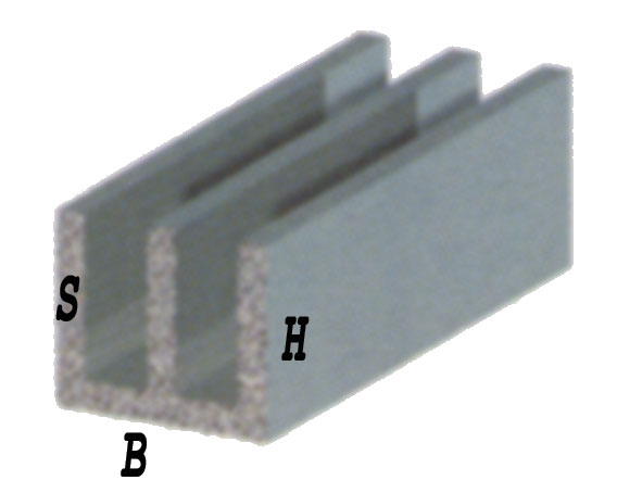 Profilo Canalina doppia U in alluminio cromato h.2mt. mis.20x18x1mm