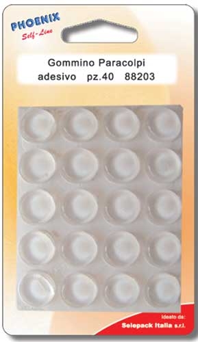 Gommini paracolpi adesivi trasparenti, mm.13x4, in blister da 20 pezzi