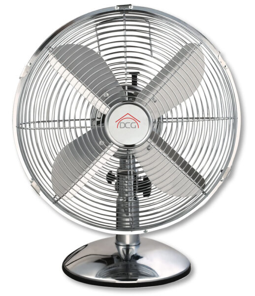 Ventilatore da tavolo 30 cm in metallo cromato 3 velocit&agrave; 35W