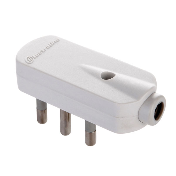 Spina 90&deg; piatta 16a+terra colore bianco