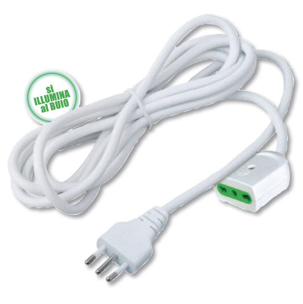 Cavo prolunga con presa luminosa, spina 16A bianca