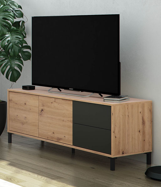 Mobile basso tv 2ante 2cassetti cm.130x41x47h rovere antracite