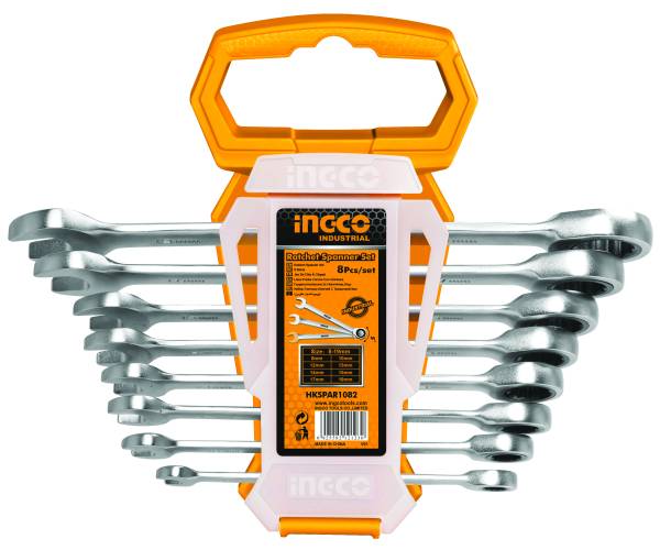 Set 8 chiavi combinate a cricchetto 8-19MM
