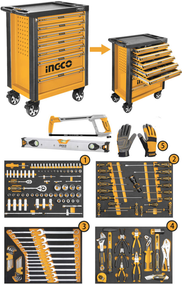 Carrello Portattrezzi 162 pz ingco