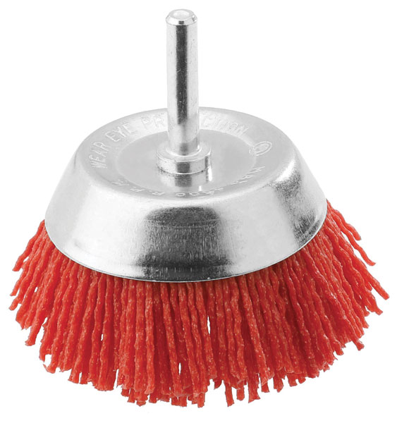 Spazzola a tazza con filo in nylon, gambo 6,35 mm