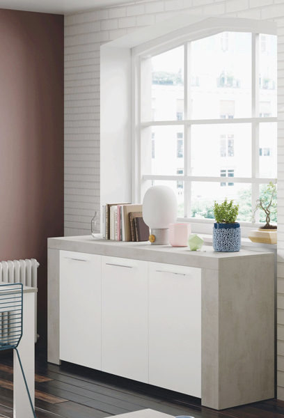 Credenza 3 ante ambit cemento bianco cm.144x42x160h