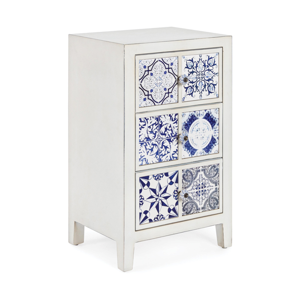 Cassettiera 3cassetti demetra ceramica decorata cm.43x33x71h ca.