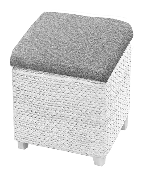 Cubo cm. 40x40x40h bianco cuscino in velluto grigio