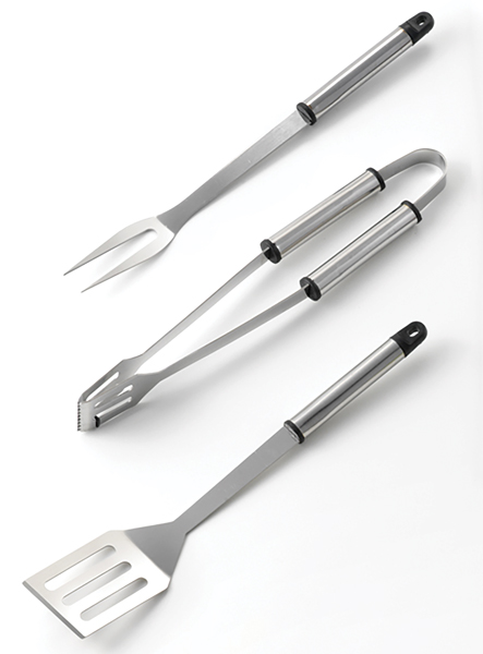 Set 3 pz per barbecue in acciao inox