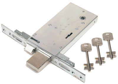 Serratura inox triplice doppia mappa per porte in alluminio