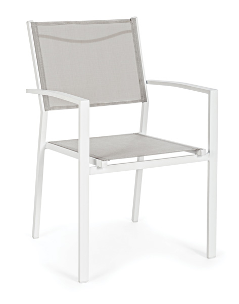 Sedia Alluminio Hilde con Braccioli Bianco Cloud