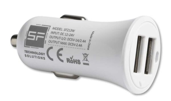 Caricatore auto 2usb bianco
