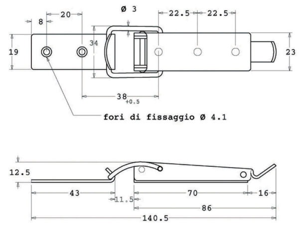 Chiusura a leva mm.140,5 - immagine 2