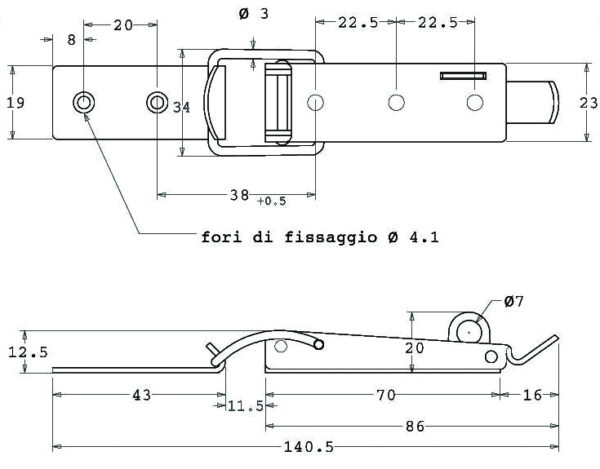 Chiusura a leva mm.140,5 c.p.lucch. - immagine 2