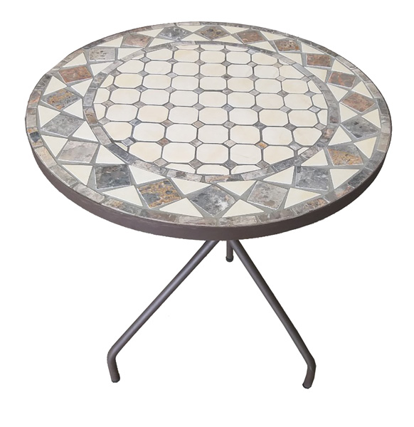 Tavolo ferro battuto mosaico tondo d.14402 cm. d.100 x 75h