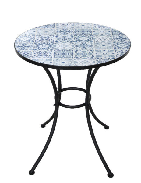 Tavolo mosaico azulejos tondo, struttura in acciaio verniciato  d.60