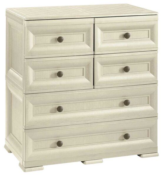 Cassettiera 6 cassetti (4+2) tontarelli 79x43x85,5 angora