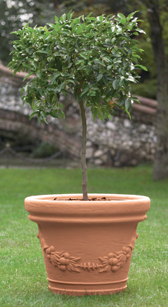 Vaso tondo festonato in resina