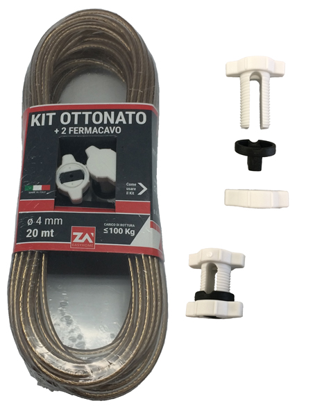 Kit cavetto acciaio ottonato mm.4,0 metri 20