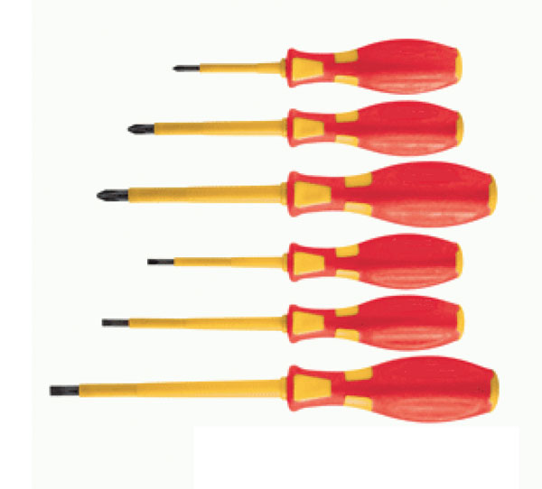 Set 6 cacciaviti isolati croce/taglio CRV manico ergonomico magnetico