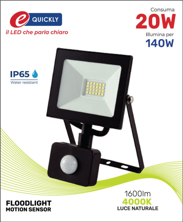 Faretto LED con sensore di movimento 20W - immagine 2