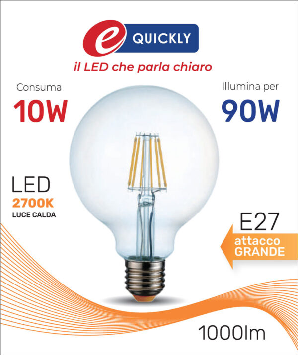 Lampada globo G125 filamento LED 10W E27 - immagine 2