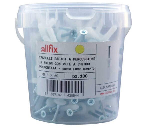 Tasselli nylon NPL a percussione mm6x60 +viti+barattolo promo 100 pz - immagine 2