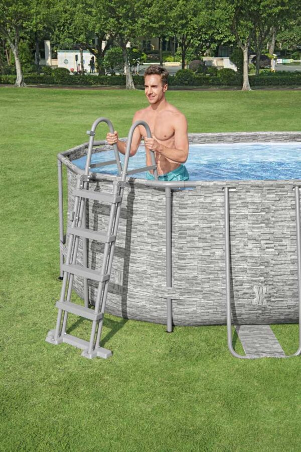 Piscina ovale rattan con oblò cm 427x250x100 capacità: 7.250 lt. - immagine 2