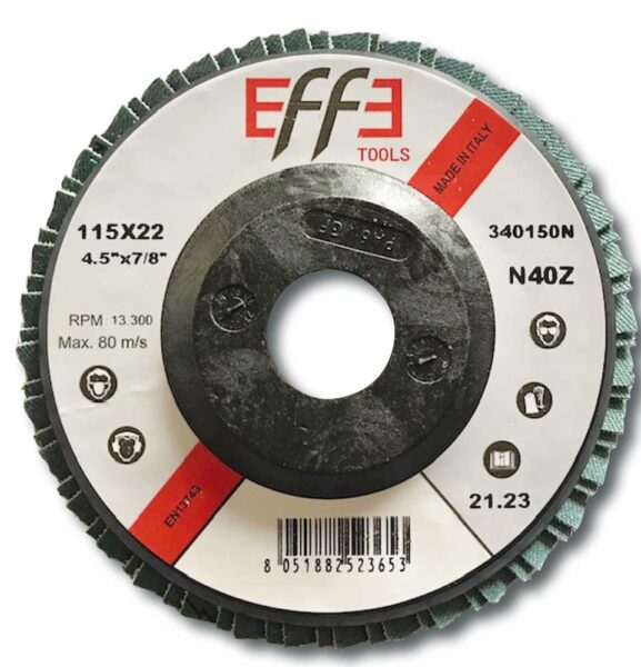 Disco lamellare abrasivo al zirconio diametro 115 mm.