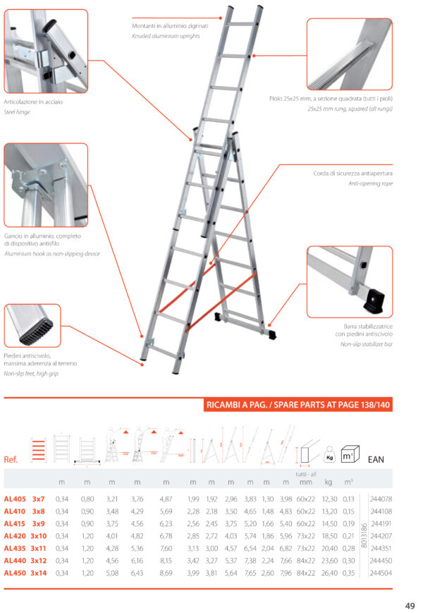 Scala trasformabile tripla in alluminio - immagine 2