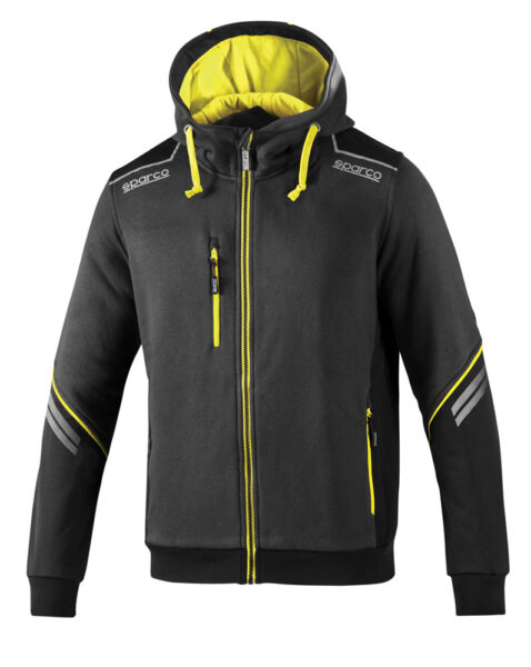 Felpa con cappuccio Tech Hooded Sparco grigio-giallo fluo