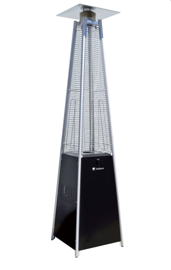 Stufa torre modello piramide a gas nera
