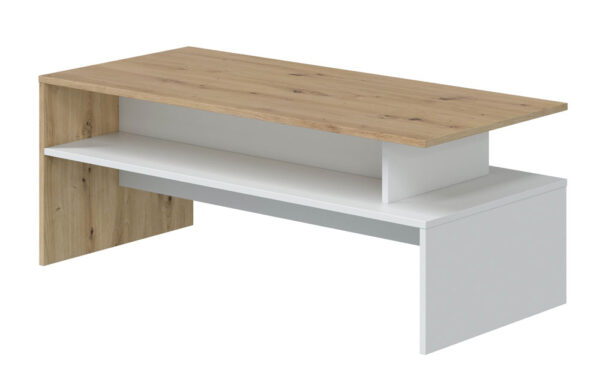 Tavolinetto da caffè Lyra rovere nodi/bianco artik cm 100x50x43h - immagine 2