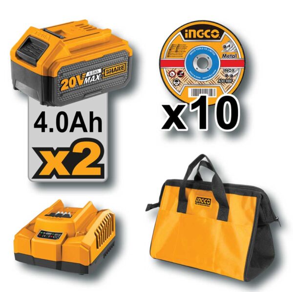 Set trapano+smerigliatrice 20V con 2 batterie 4ah+caricabatterie - immagine 2