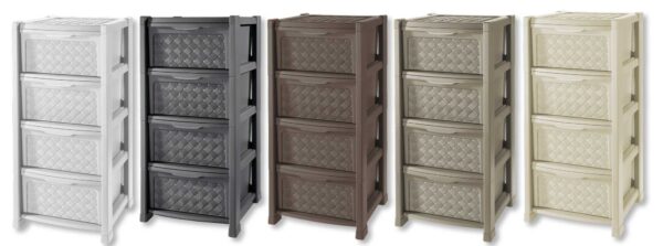 Cassettiera Arianna in plastica con 4 cassetti cm. 39x39x82,5h