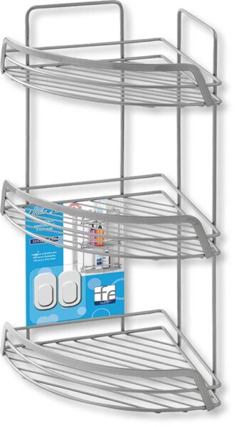 Mensola angolare 3rip.23x23x52h.acciaio cromato kit fissaggio a parete