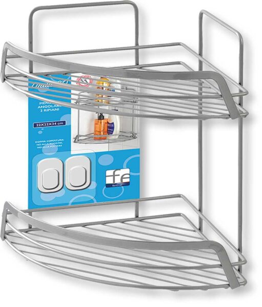 Mensola angolare 2 rip23x23x36h in acciaio cromato kit fissaggio paret
