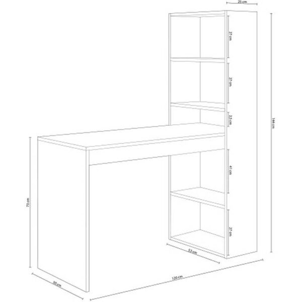 Scrivania con libreria Duplo Bianco Artik e Rovere Canadian - immagine 2