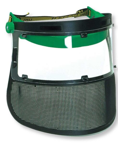 Visiera protettiva combinata con schermo in rete e policarbonato