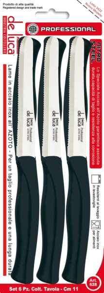 Coltelli da tavola set da 6 pezzi punta tonda linea professional nero