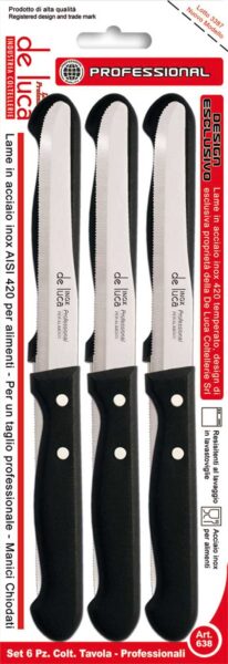 Coltelli da tavola set da 6 pezzi inox manico chiodato nero