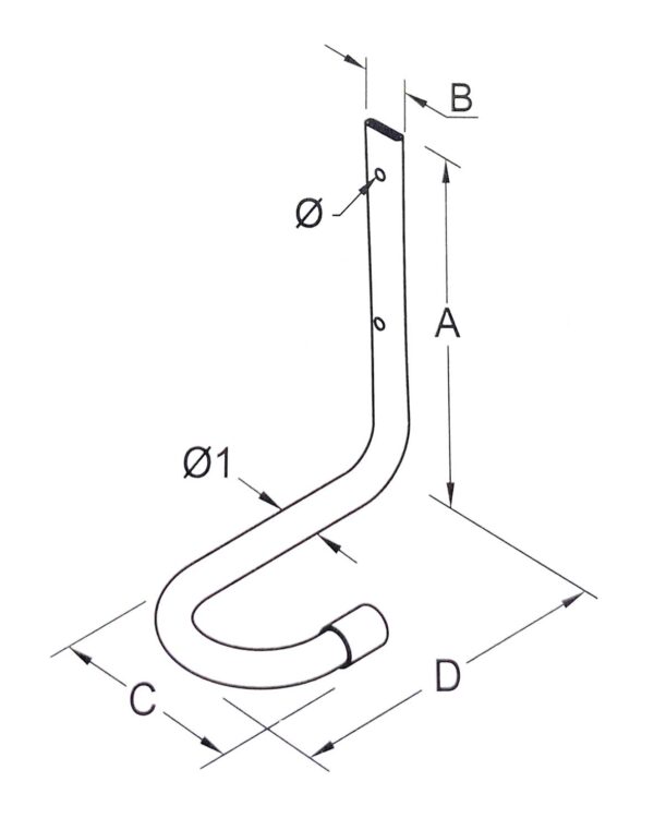 Gancio porta bici singolo 180mm. - immagine 2