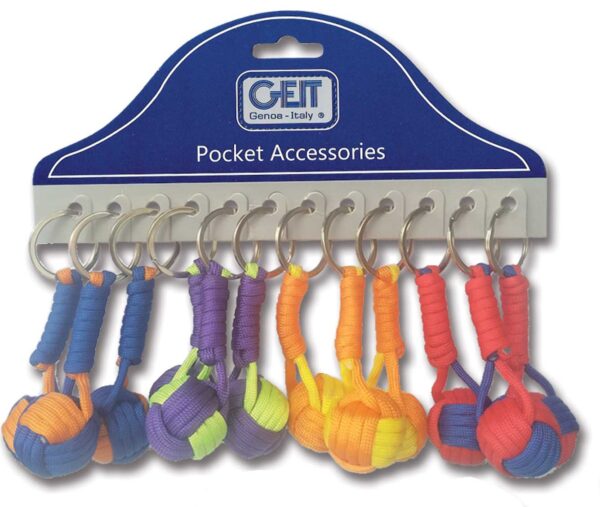 Cartella 12 portachiavi Cord-Ball in cordino ass. Neon