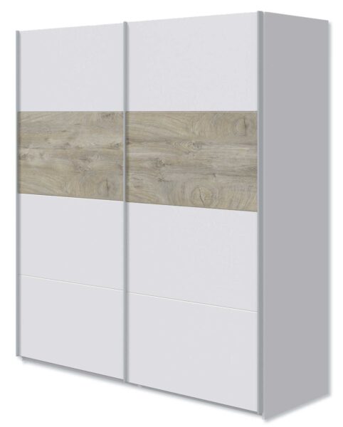 Armadio con 2 ante scorrevoli Bianco Artik + Rovere Alaska