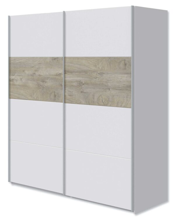 Armadio con 2 ante scorrevoli Bianco Artik + Rovere Alaska