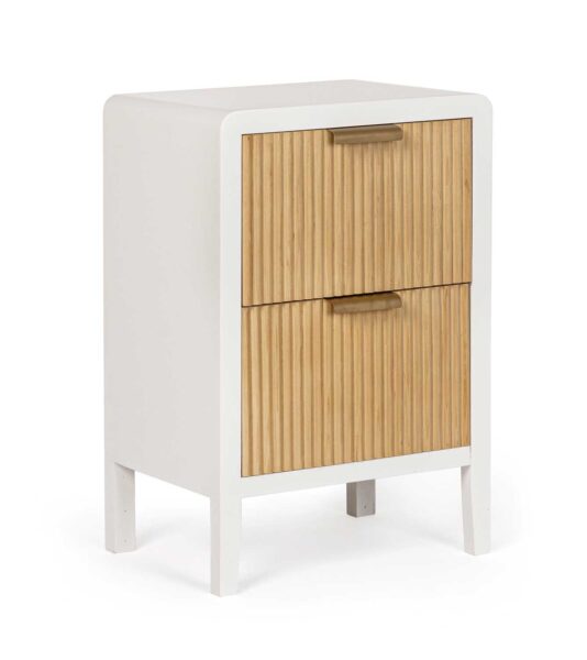 Cassettiera 2 cassetti Charley colore bianco - naturale 40X30X60H